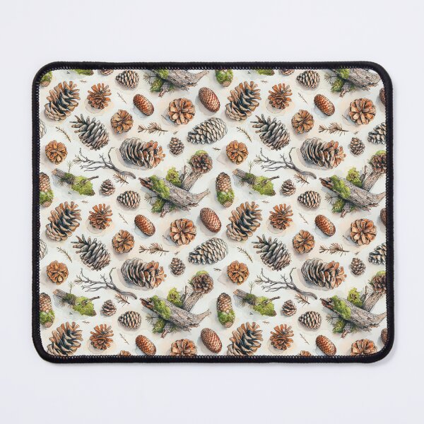 Item preview, Rustic Watercolor Pine Cone and Mossy Branch Pattern designed and sold by NTGUILTY.