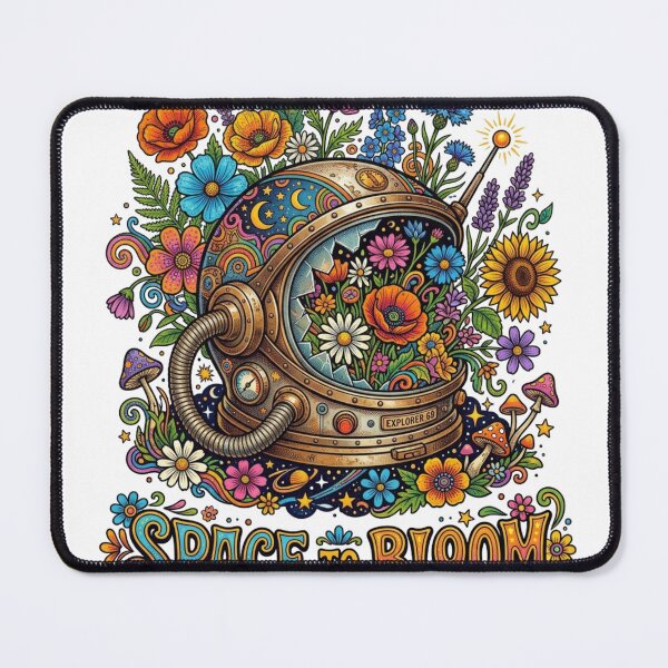 Item preview, Space to Bloom - Retro 70s Astronaut Helmet Floral Art designed and sold by Sanan Israyilli.