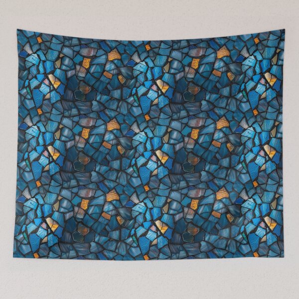 Item preview, Vibrant Blue and Amber Broken Stained Glass Pattern designed and sold by NTGUILTY.