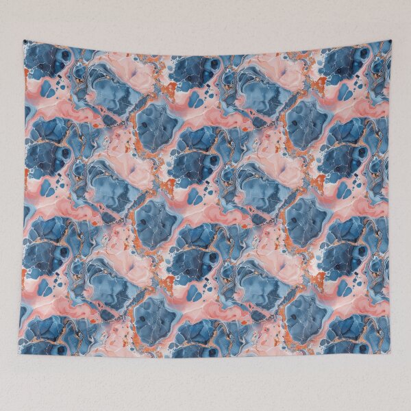 Item preview, Elegant Blue and Blush Pink Fluid Marble Pattern designed and sold by NTGUILTY.