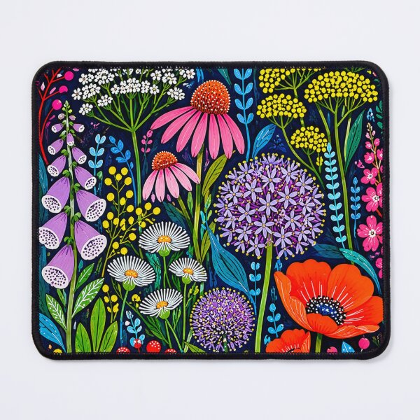 Item preview, Midnight Wildflower Garden, Colorful Maximalist Botanical Floral Art designed and sold by TinyBirdyDesigns.