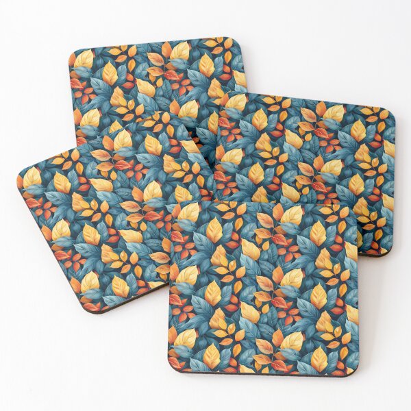 Item preview, Vibrant Blue and Orange Minimalist Autumn Leaves Pattern designed and sold by NTGUILTY.