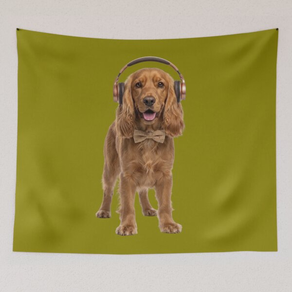 Item preview, Dapper Cocker Spaniel Dog with Bronze Headphones designed and sold by Sulco Design.