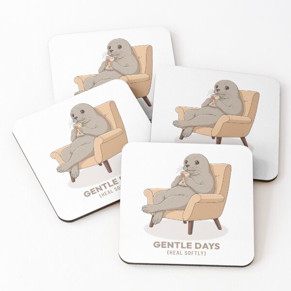Item preview, Seal Drinking Soda in Armchair Vintage Aesthetic designed and sold by COZY VINTAGE animal.
