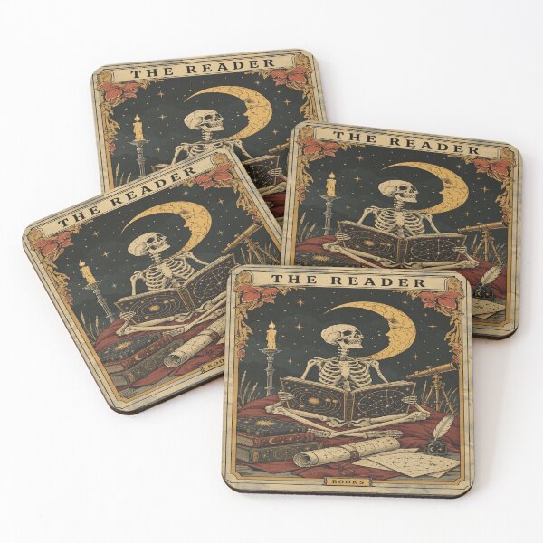 Item preview, Celestial Skeleton Reader for Gothic Book Lovers designed and sold by POD DYNASTY | Original Print On Demand T-Shirt Graphics.