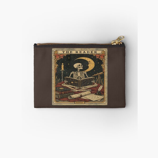 Item preview, Celestial Skeleton Reader for Gothic Book Lovers designed and sold by POD DYNASTY | Original Print On Demand T-Shirt Graphics.