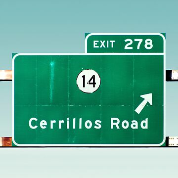 Artwork thumbnail, Cerrillos Road Exit Sign Santa Fe New Mexico by Marti Mills