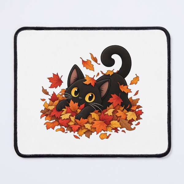 Item preview, Cute Black Cat Playing in Autumn Leaves designed and sold by House Of Hauntlings.