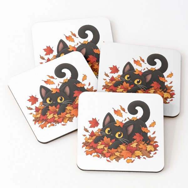 Item preview, Cute Black Cat Playing in Autumn Leaves designed and sold by House Of Hauntlings.