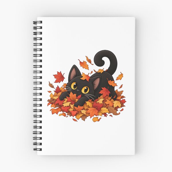 Item preview, Cute Black Cat Playing in Autumn Leaves designed and sold by House Of Hauntlings.
