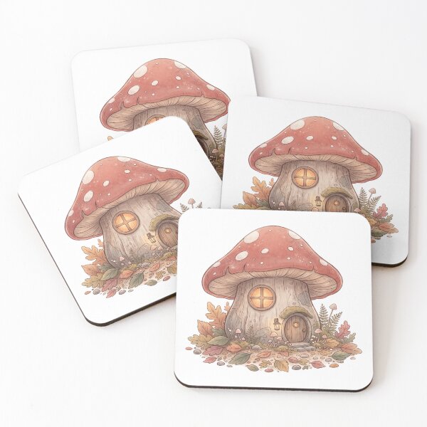 Item preview, Cozy Mushroom Fairy House in Autumn Leaves designed and sold by Rariks.
