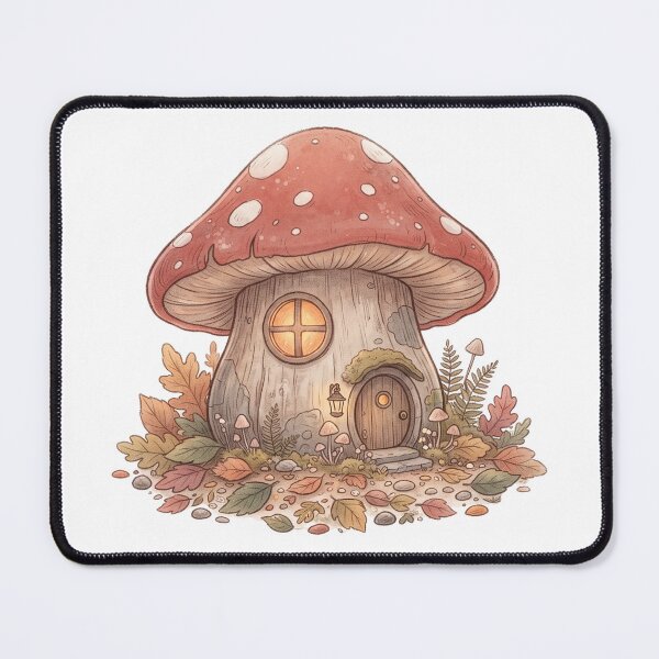 Item preview, Cozy Mushroom Fairy House in Autumn Leaves designed and sold by Rariks.