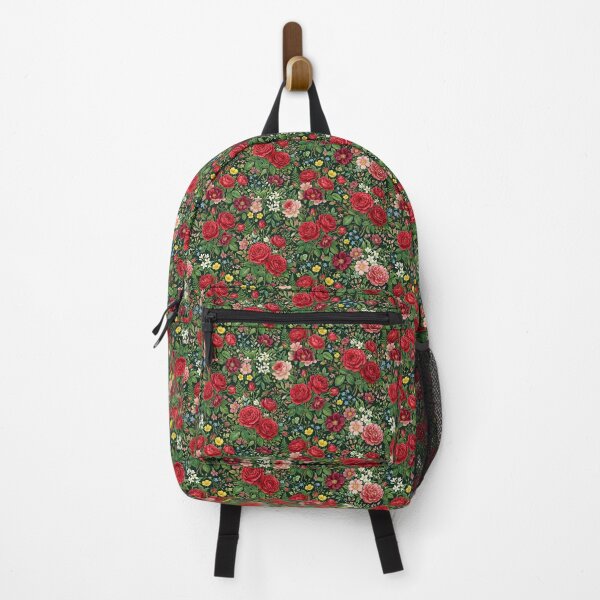 Item preview, Red Roses and Wildflowers Dark Floral Botanical Pattern designed and sold by Marietna2110.