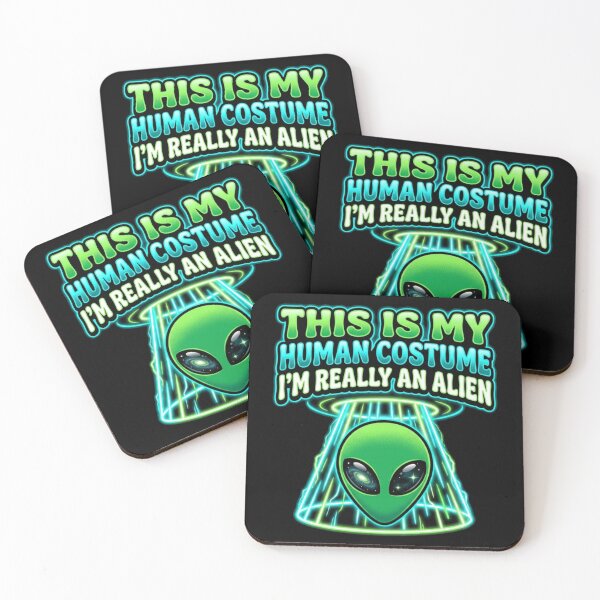 Item preview, This Is My Human Costume I'm Really An Alien UFO Lazy Halloween T-Shirt designed and sold by TeNovaStudio.
