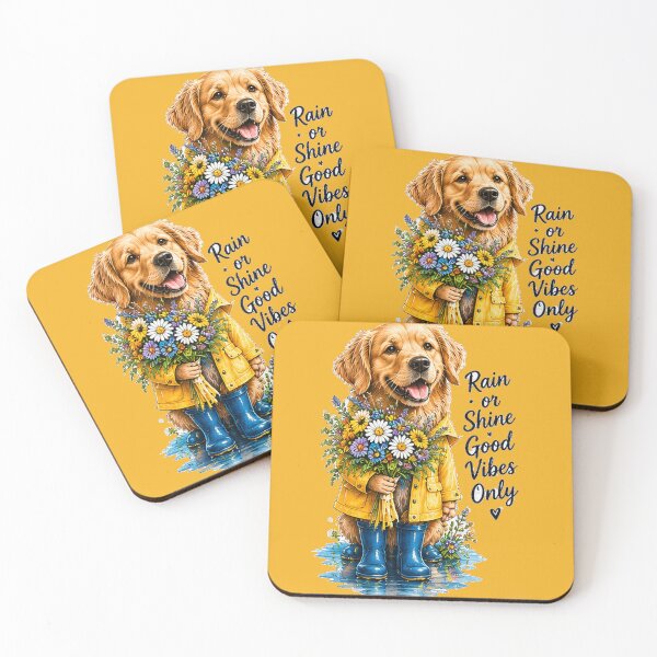 Item preview, Rain or Shine Good Vibes Golden Retriever designed and sold by DrAsmaaMohamed.