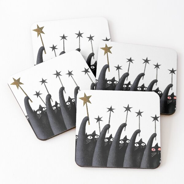 Item preview, Black Cats Holding Magic Star Wands Aesthetic Art designed and sold by Lunat1kk.