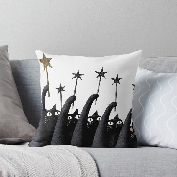 Item preview, Black Cats Holding Magic Star Wands Aesthetic Art designed and sold by Lunat1kk.