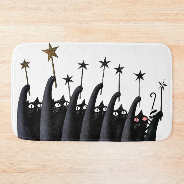 Item preview, Black Cats Holding Magic Star Wands Aesthetic Art designed and sold by Lunat1kk.