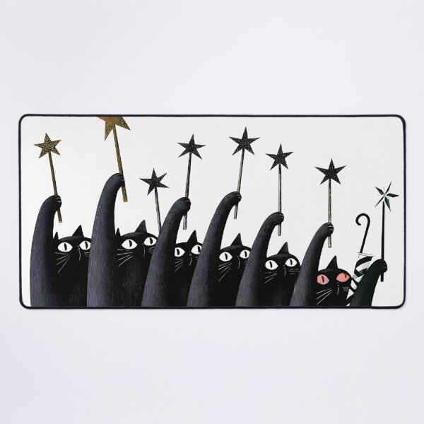 Item preview, Black Cats Holding Magic Star Wands Aesthetic Art designed and sold by Lunat1kk.