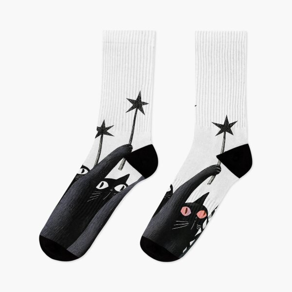 Item preview, Black Cats Holding Magic Star Wands Aesthetic Art designed and sold by Lunat1kk.