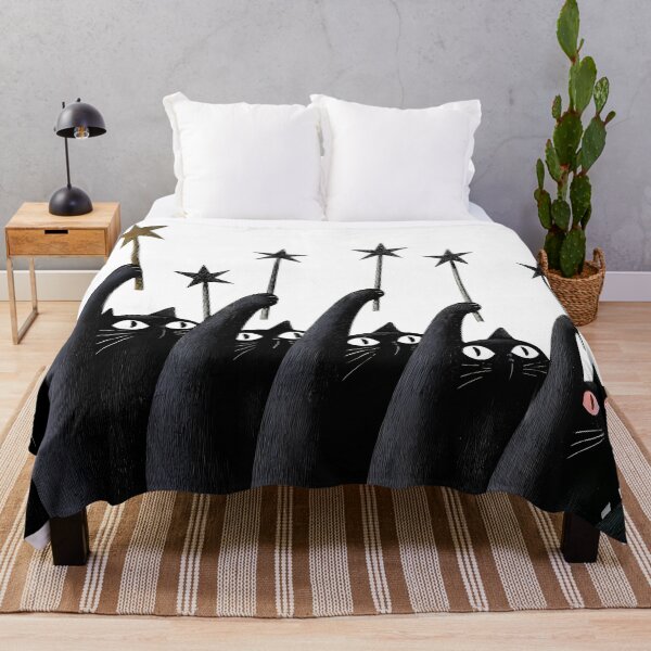 Item preview, Black Cats Holding Magic Star Wands Aesthetic Art designed and sold by Lunat1kk.