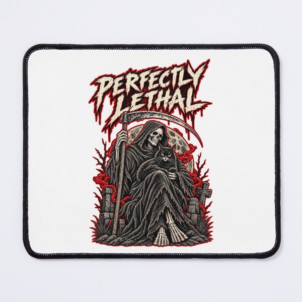 Item preview, Perfectly Lethal Grim Reaper Cat T-Shirt designed and sold by PurrStreet.