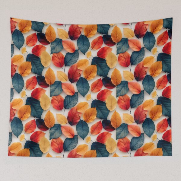 Item preview, Minimalist Seamless Pattern with Contrasting Blue and Orange Leaves designed and sold by NTGUILTY.