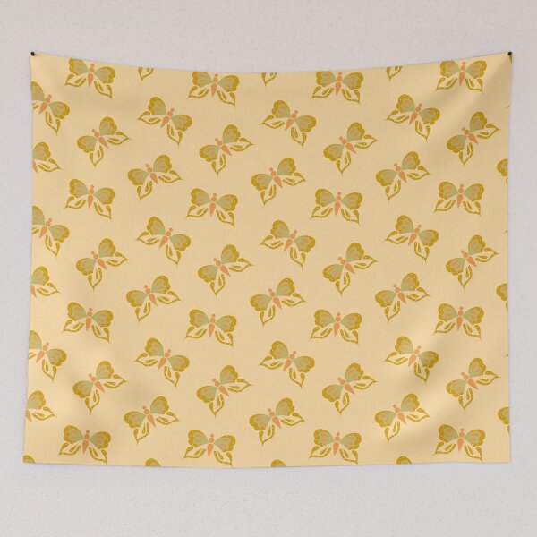 Item preview, Retro Butterflies in Goldenrod designed and sold by YesterdayColl.