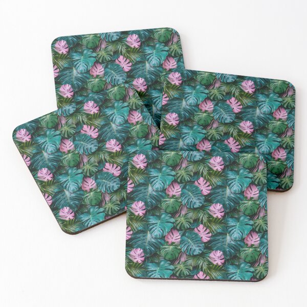 Item preview, Pastel Pink Green Monstera Tropical Leaf Pattern designed and sold by NTGUILTY.