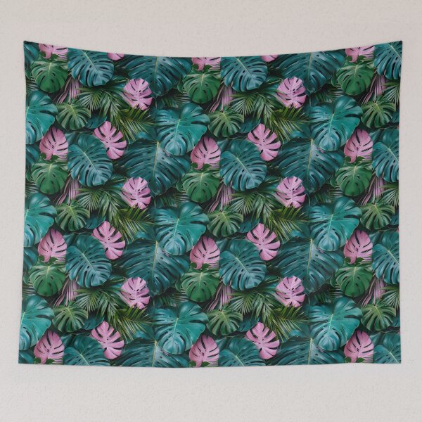 Item preview, Pastel Pink Green Monstera Tropical Leaf Pattern designed and sold by NTGUILTY.