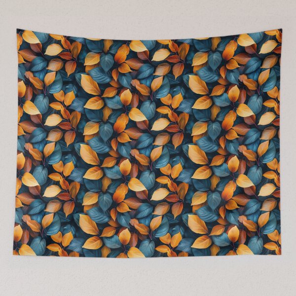 Item preview, Minimalist Autumn Leaves Teal Orange Pattern designed and sold by NTGUILTY.