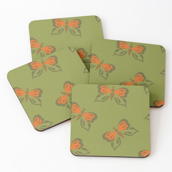 Item preview, Retro Butterflies in Avocado designed and sold by YesterdayColl.