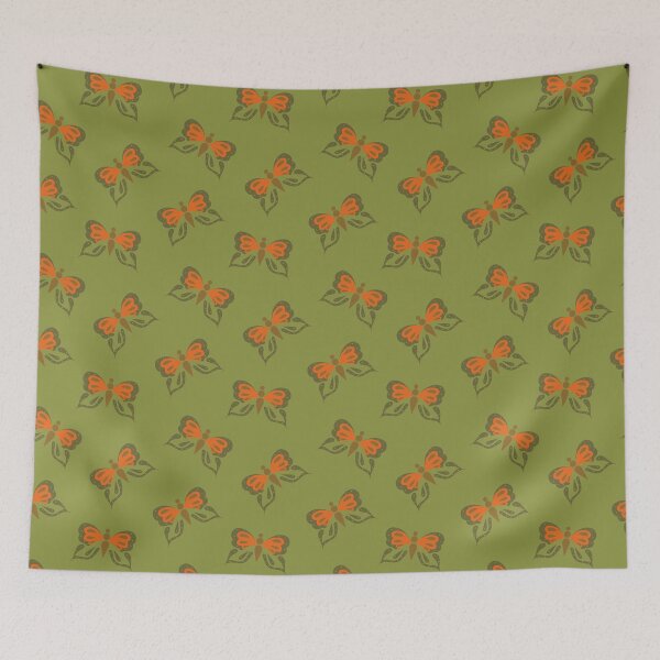 Item preview, Retro Butterflies in Avocado designed and sold by YesterdayColl.