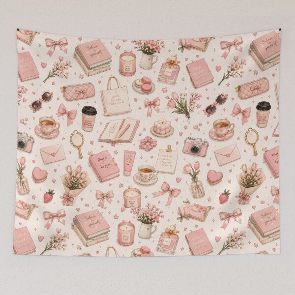 Item preview, Coquette Pink Aesthetic Pattern with Positive Affirmation Books  designed and sold by NinaVibeStudio.