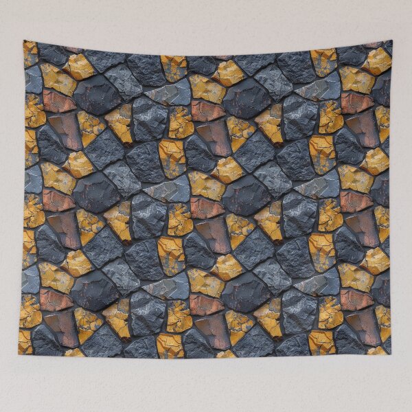 Item preview, Grey and Yellow Cracked Stone Wall Pattern designed and sold by NTGUILTY.