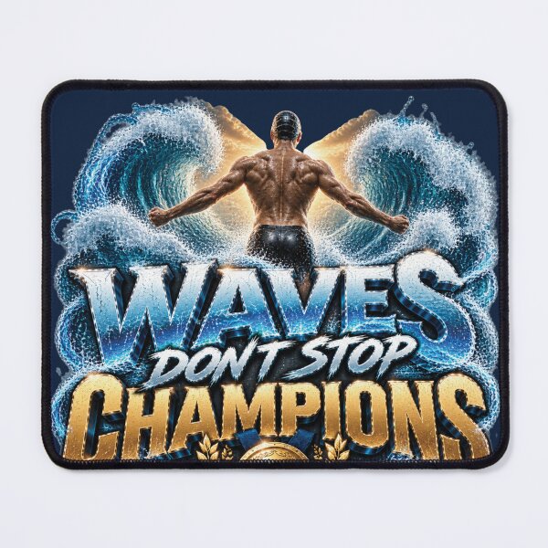Item preview, Waves Don't Stop Champions | Swimming Champion Mindset Gift For Swimmers designed and sold by M. Mamdouh Artworks.