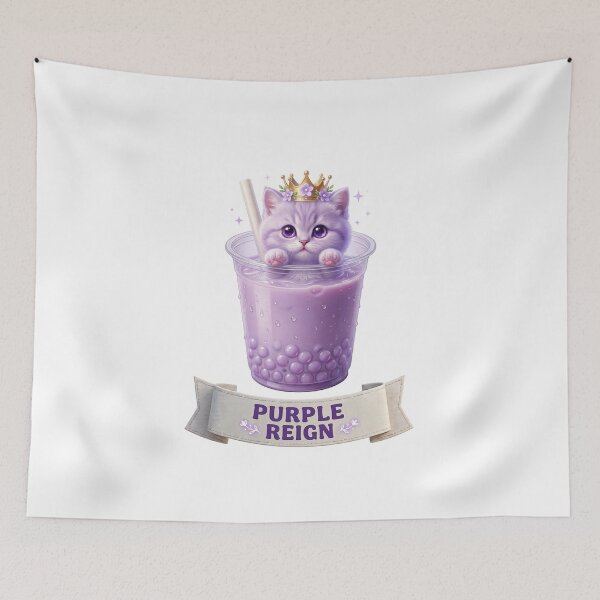 Item preview, Purple Reign - Royal Taro Boba Kitten designed and sold by LaunchLabs26.