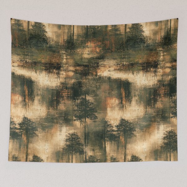 Item preview, Misty Pine Trees on Distressed Textured Wall designed and sold by Piotrek0001.