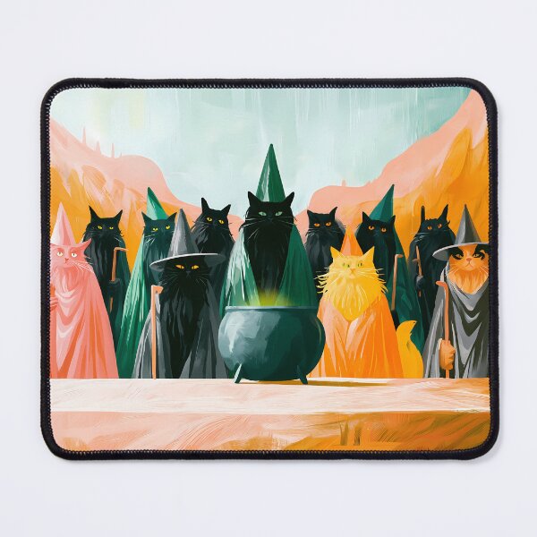Item preview, Wizard Cat Coven Glowing Cauldron Fantasy Art designed and sold by Lunat1kk.