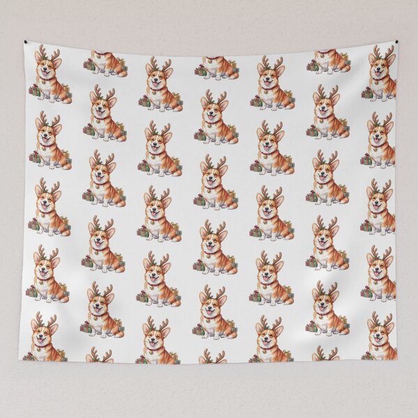 Item preview, Corgi Reindeer Antlers Christmas designed and sold by Tiffany Roy.