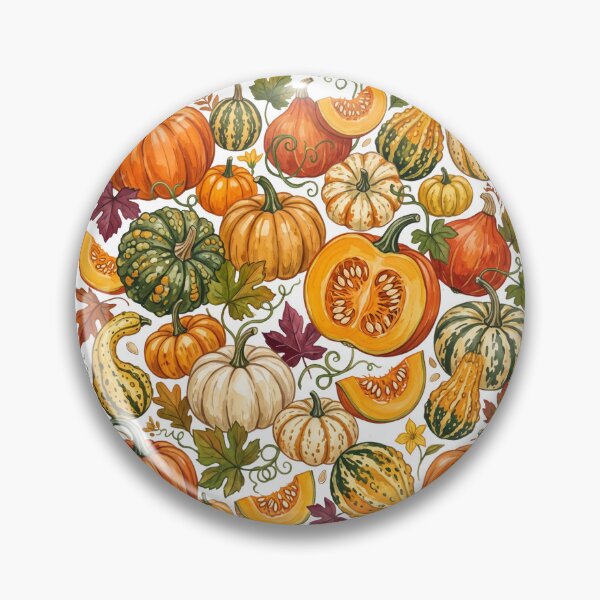 Item preview, Vintage Pumpkin Harvest Watercolor Pattern | Autumn Gourds & Fall Leaves designed and sold by HelgaCraftery.