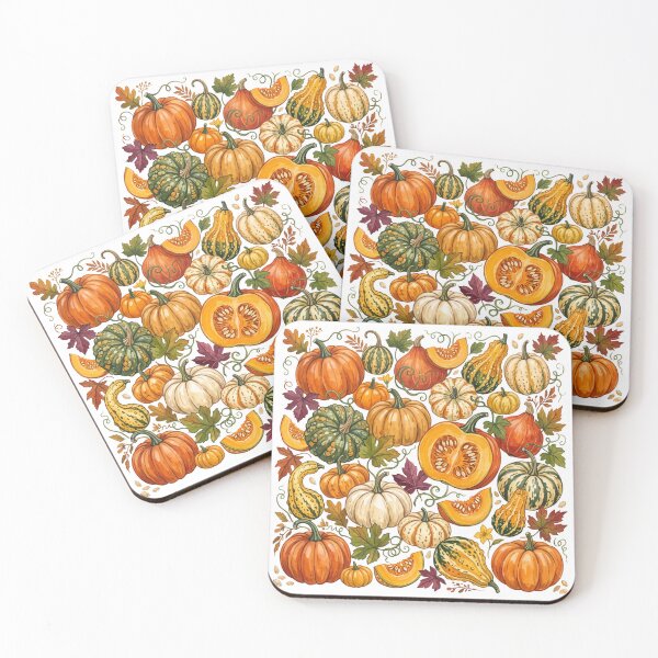 Item preview, Vintage Pumpkin Harvest Watercolor Pattern | Autumn Gourds & Fall Leaves designed and sold by HelgaCraftery.