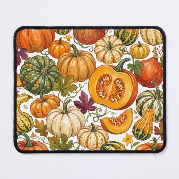 Item preview, Vintage Pumpkin Harvest Watercolor Pattern | Autumn Gourds & Fall Leaves designed and sold by HelgaCraftery.