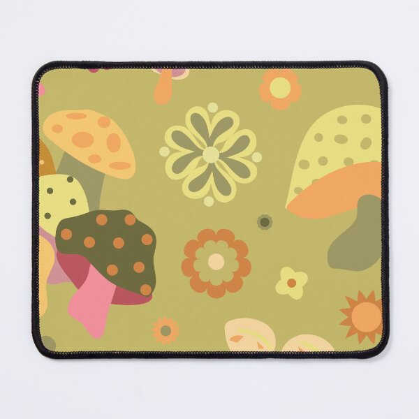 Item preview, 70's Kitschy Mushrooms + Daisy Floral in Lemongrass + Guava designed and sold by YesterdayColl.