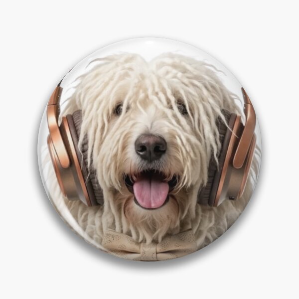 Item preview, Dapper Komondor Dog with Bronze Headphones designed and sold by Sulco Design.