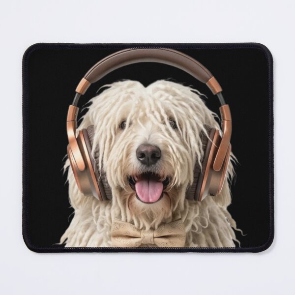 Item preview, Dapper Komondor Dog with Bronze Headphones designed and sold by Sulco Design.
