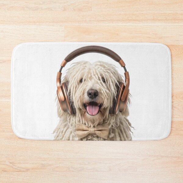 Item preview, Dapper Komondor Dog with Bronze Headphones designed and sold by Sulco Design.