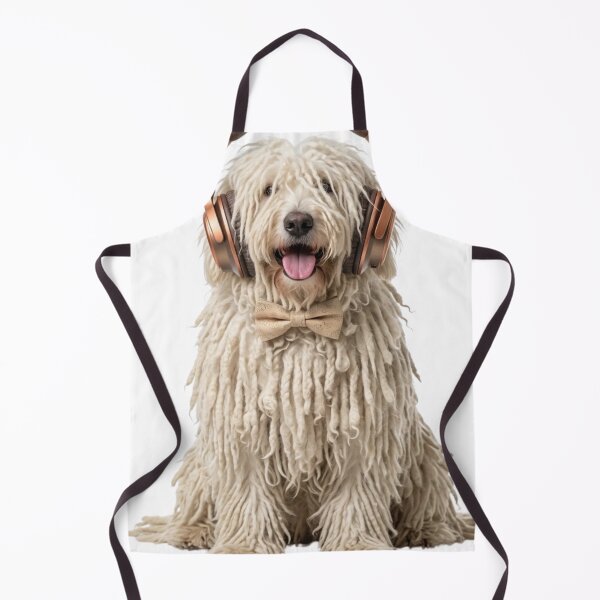 Item preview, Dapper Komondor Dog with Bronze Headphones designed and sold by Sulco Design.