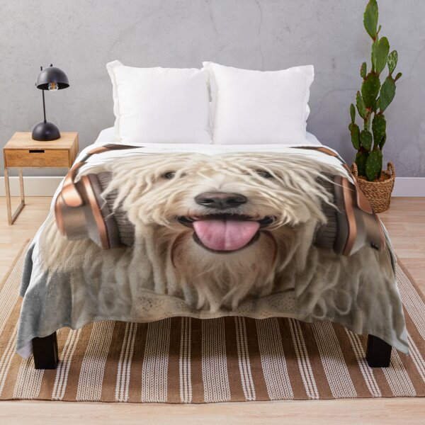 Item preview, Dapper Komondor Dog with Bronze Headphones designed and sold by Sulco Design.