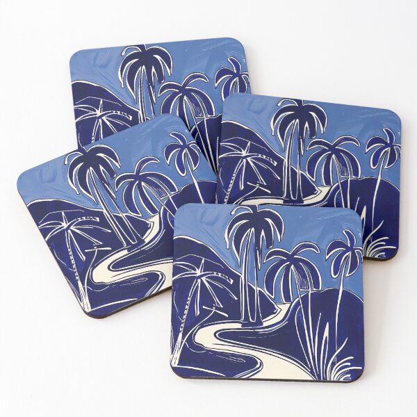 Item preview, Dominican Republic landscape - Blue Abstract Art designed and sold by shadow-bloom.
